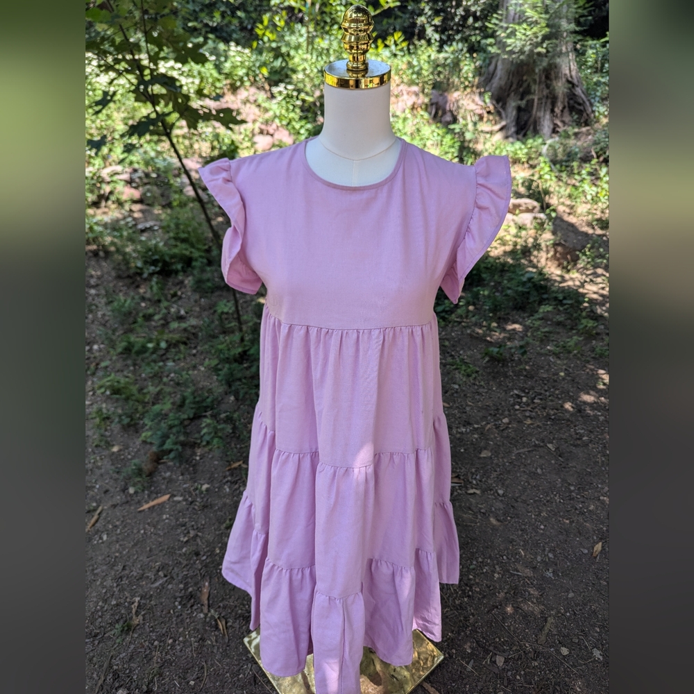 Anthropologie Petal & Pup Pink‎ Ruffled Tiered Dress Size 4